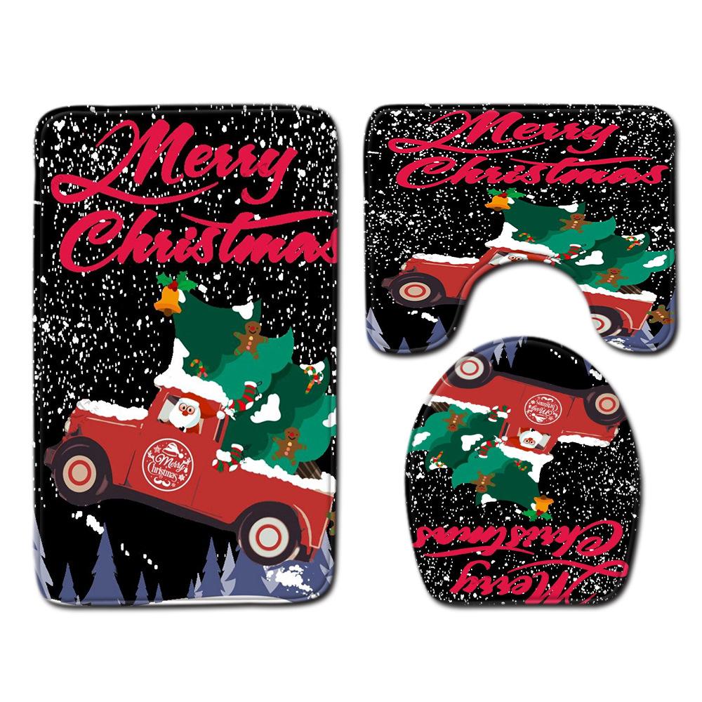 3D Toilet Floor Mat Bathroom Mat Christmas Three-Piece Foot Mat E-Commerce