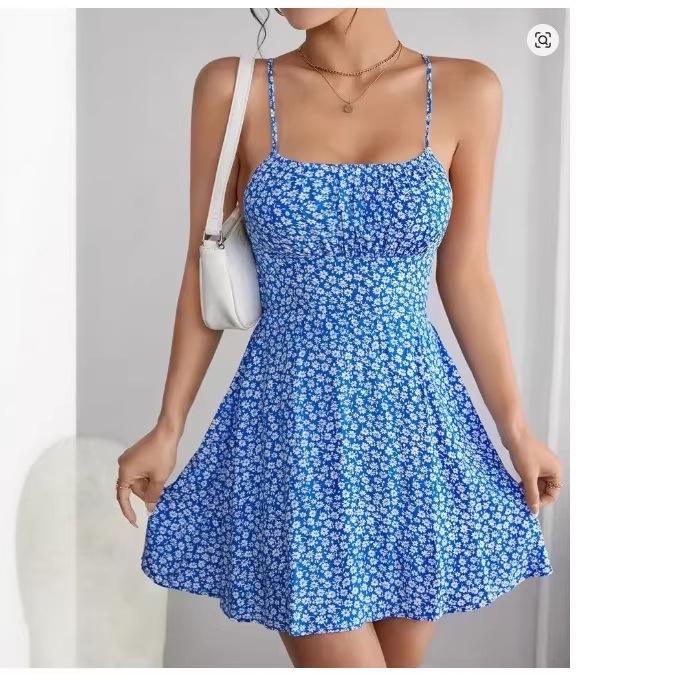 2026 Spring/Summer Floral Spaghetti Strap Beach Dress for Women
