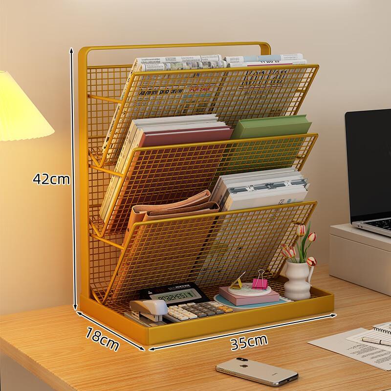 Multi-layer Metal Desk Organizer with File Storage