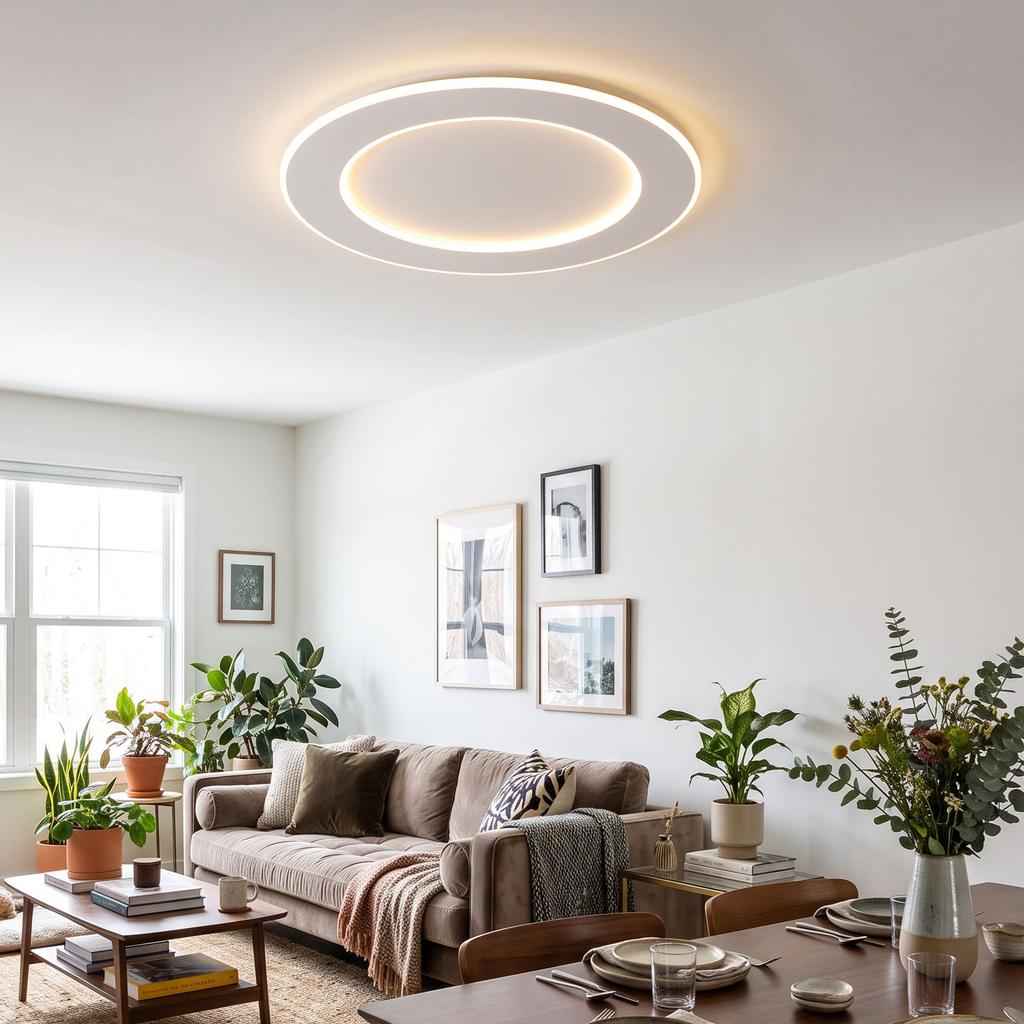 15.75in Modern Dimmable Led Flush Mount Ceiling Light with Remote Control Round Ceiling Light Fixture for Bedroom