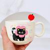 Apple Cat Red Souvenir Set Cartoon Cute Festive Ceramic Cup with Lid Spoon Mug Personalized Hand Cup