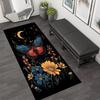 Celestial Butterfly Floral Runner Area Rug Carpet, Non Slip Floor Mat, Black Moon Star Print Washable Kitchen Rug Mystical Decor