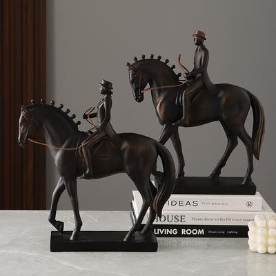 Harz-Handwerk Retro Ritter Gentleman Edles Reitpferd Figur Pferdefigur Realistische Figur Statue Heimdekoration