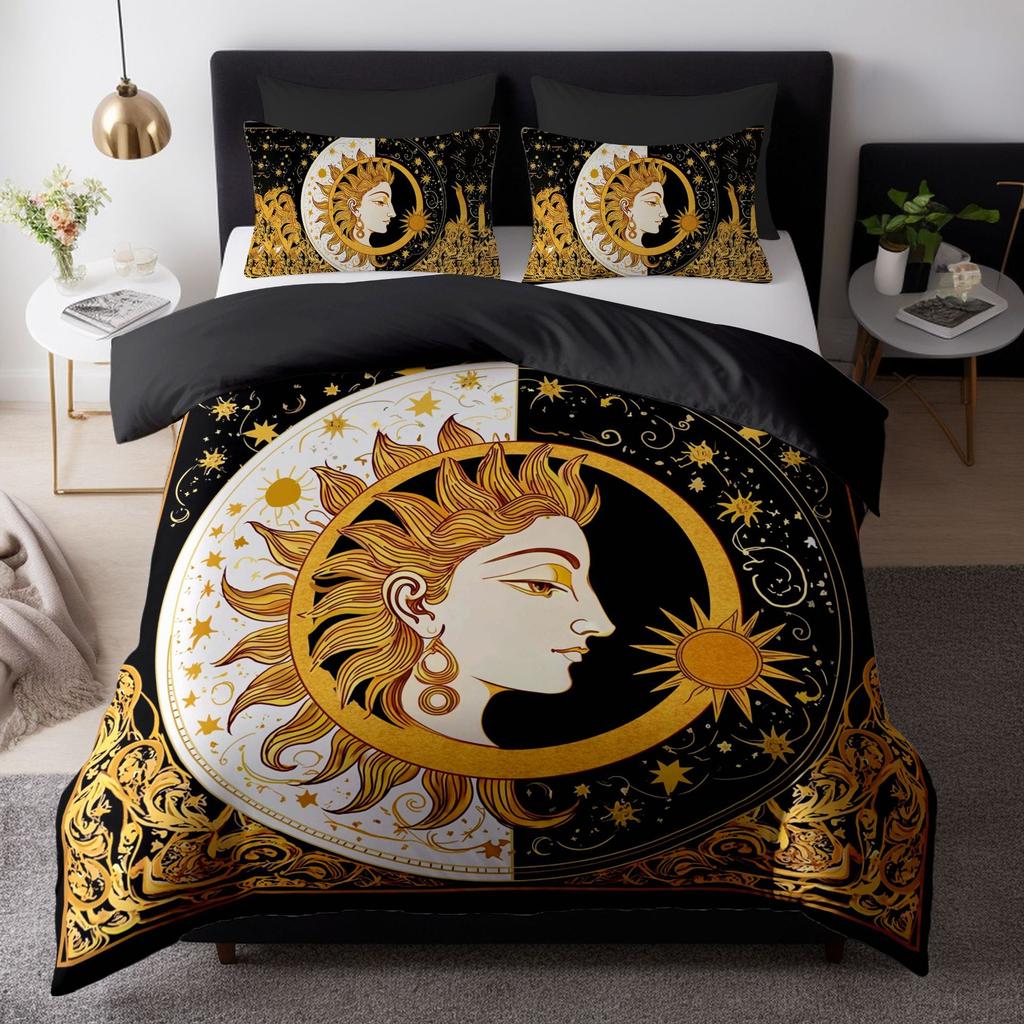 SHEIN Sun and Moon 3D Digital Printing Quilt Set Three-piece Customization