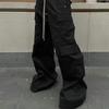 Amerikanischer Stil Freizeithose Schwarz Cargohose Mehrere Taschen Locker Weites Bein für Herren Y2K Frühling Herbst