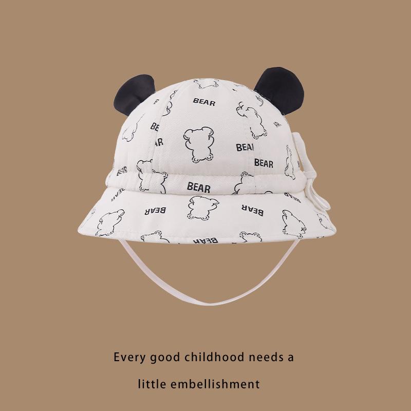 Baby and Toddler Pot Hat Spring and Autumn New Style Small Bear Cute Baby Fisherman Hat Sun Protection Sun Protection Versatile Hat for Boys and Girls