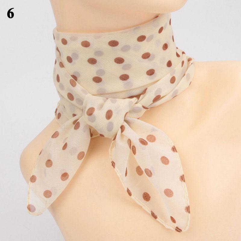 40-65cm Summer Fashion Chiffon polka Dot Scarf Ladies Head Neck square Scarf Shawls Female HAir Ties Bands Neckerchief Shawls