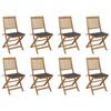 VidaXL Set of 8 Outdoor Folding Chairs with Cushions, Patio Seats, Dining Chairs, Patio Furniture 3075113