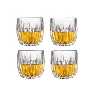 260ml Transparente Trinkgläser Amerikanische Kaffeetasse 4er Set Kreatives Flammen-Längsstreifen Weinglas Latte Kaltgetränke Tassen Café