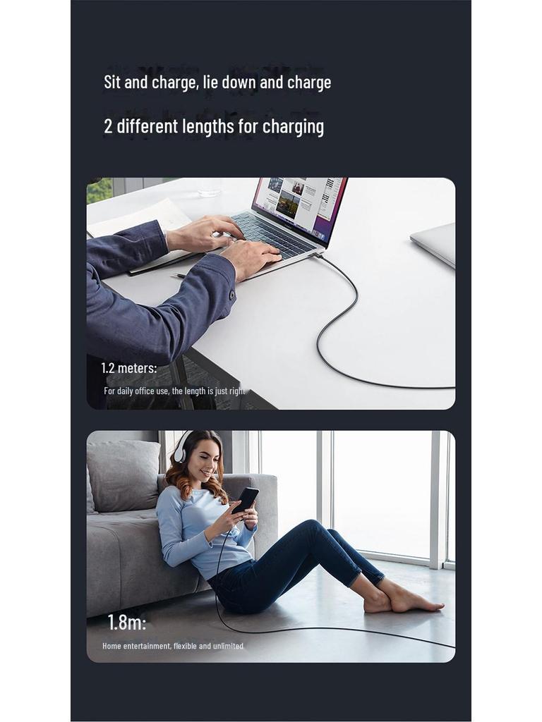 Kompatibles Dual-Typ-C-Schnellladekabel für Apple 16/15 & Huawei-Handys, Intelligente Abschaltung, C zu C PD.