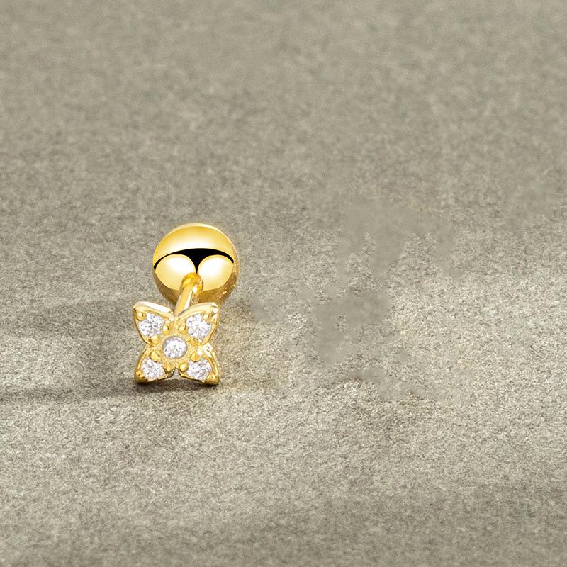 Korean Asymmetrical Star-Stud Earrings: High-End, Shiny Screw-Back Ear Cartilage Jewelry for Women