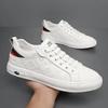 New Shoes for Men Genuine Leather Casual Shoes Street Trend White Flat Skateboard Shoes Man Cow Leather Lace-up Sneakers