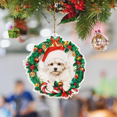 1pc Puppy Acrylic Christmas Pendant, Christmas Tree Ornaments Christmas Decorations for Home 2025 Navidad Natal Gifts New Year