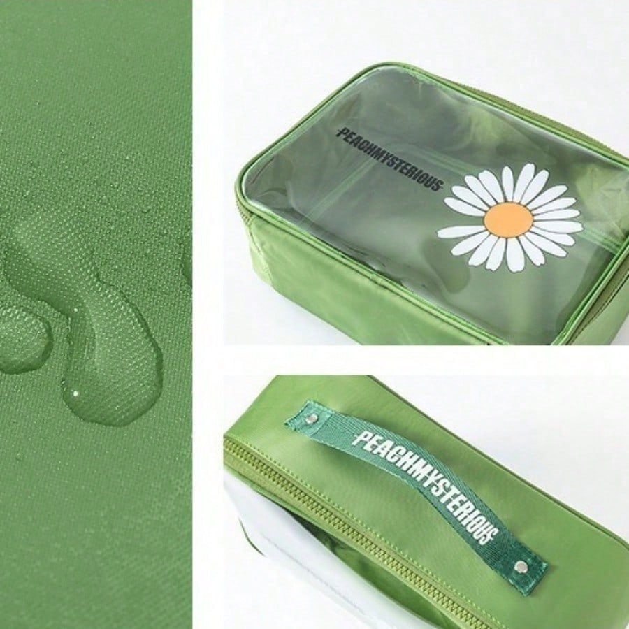 Small Daisy Large Capacity Makeup Bag PVC Storage Bag Portable Handheld Transparent Toilet Bag