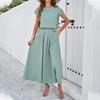 Women's Spring and Summer Temperament Casual Solid Color Sleeveless Vest Top Dress Set