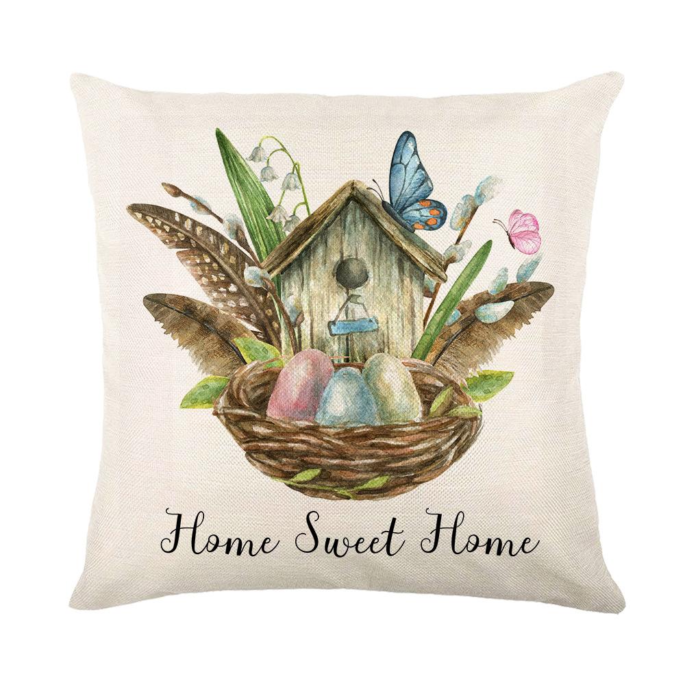 Home Nordic Easter Bunny Pillow Cover Sofa Pillow Bedside Pillow Cover Linen Pillow Cover