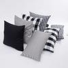 30X50/45X45cm Black Yarn Dyed Cotton Linen Tasselled Cushion Cover Hot Plaid Stripes Geometry Pillowcase Decorativos Para