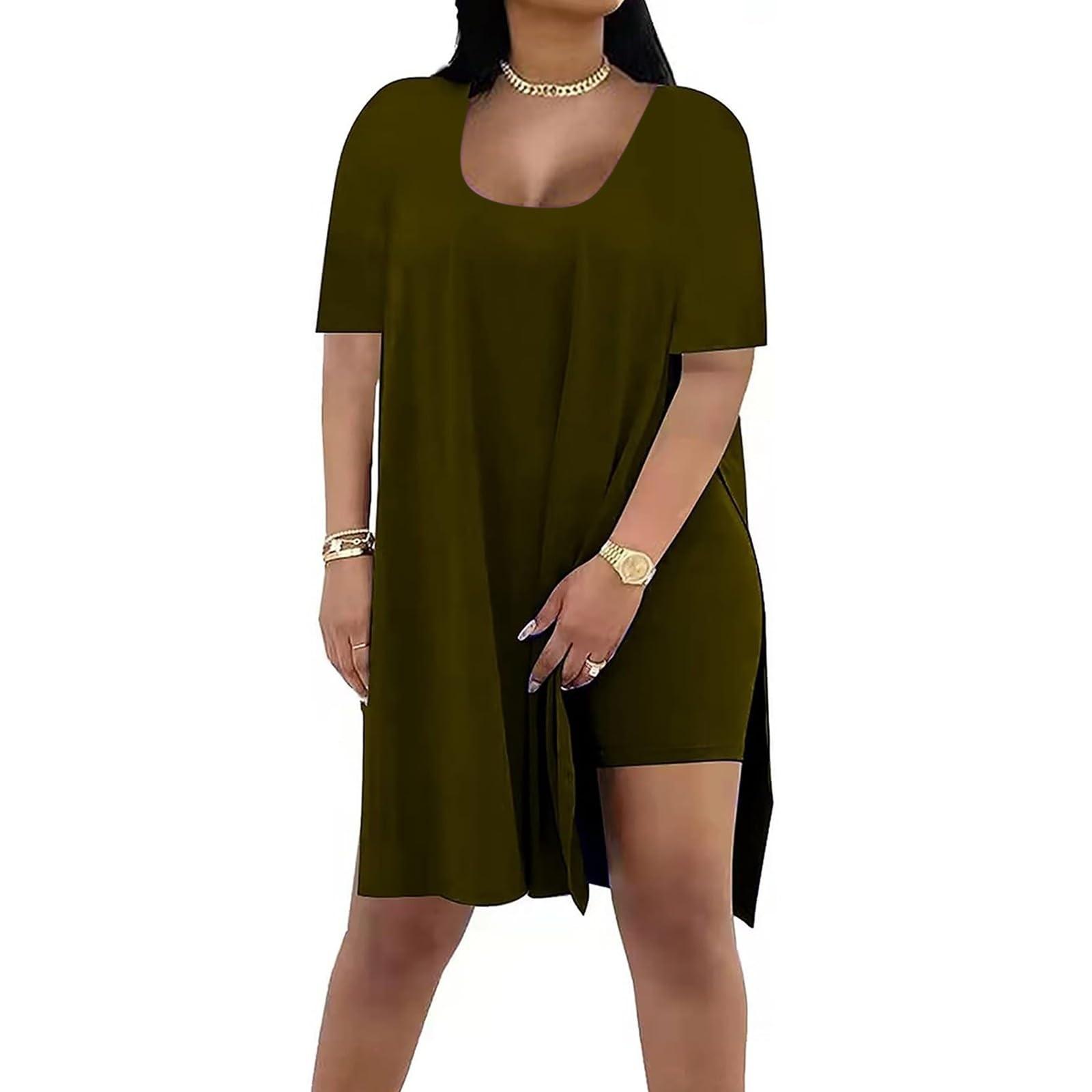 

Модный женский летний однотонный свободный костюм из двух частей с короткими рукавами XXL