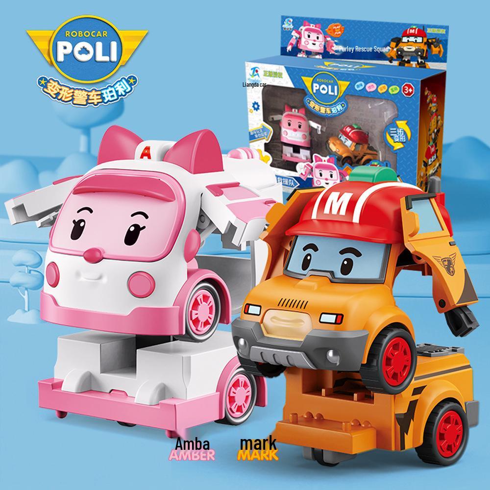 

Poli Fun Inertial Sliding Transforming Robot Rescue Team Toy for Kids