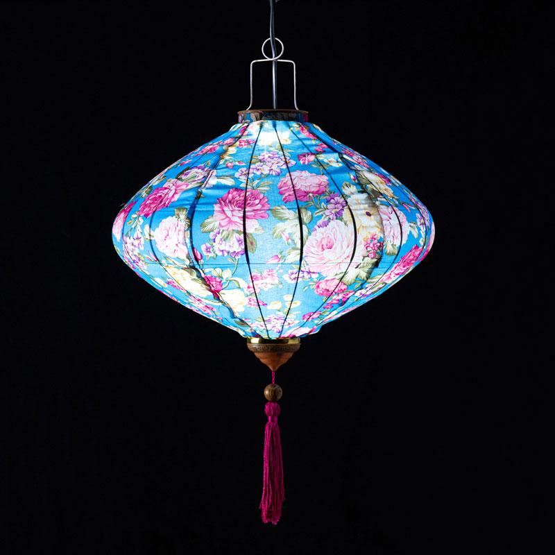 12/14 Inch Oriental Style Palace Lantern Cloth Silk Floral Pattern Lantern Vietnam Mid Autumn Spring Festival Hanging Decor