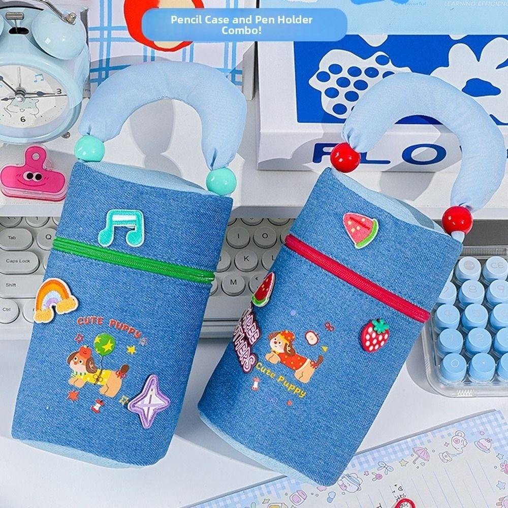 Puppy Pattern Pencil Storage Bag INS Makeup Brush Storage Bucket  School Office Supplies