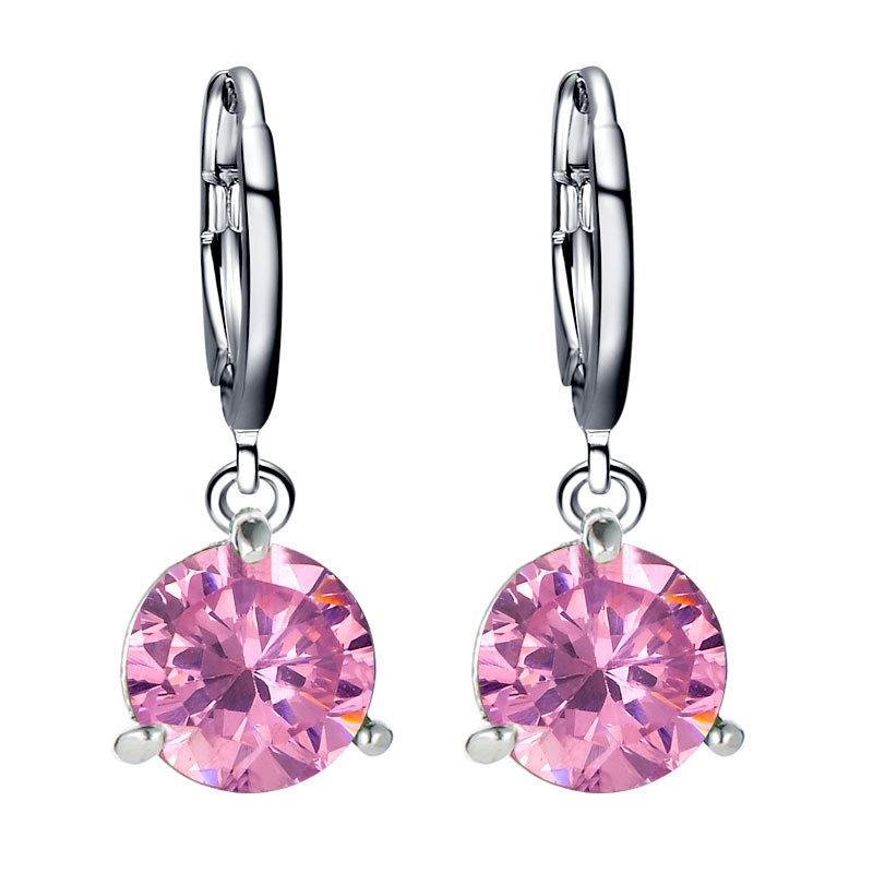 New Best-selling Fashion Jewelry Necklace Earrings Two-piece Round Multicolor Zircon Pendant Set.
