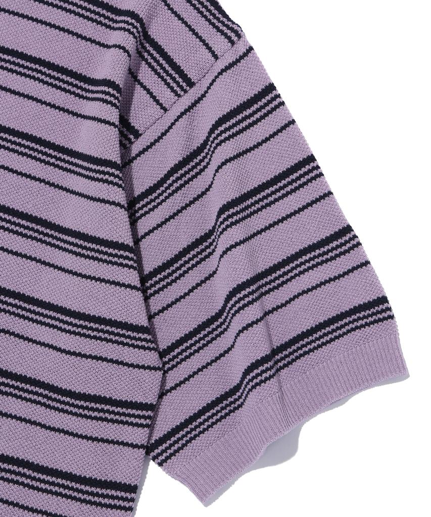 IEY Stripe Collar Knit Purple