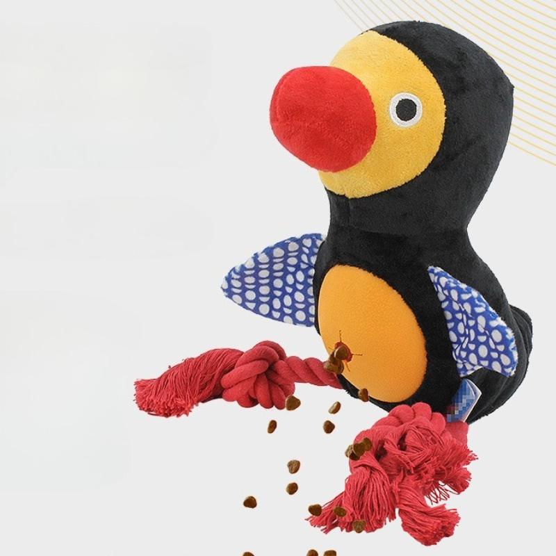 

Dog Chew Toy Leakage Fluffy Bird Knot Teeth Cleaning Bite Resistant Puppy Toy Squeaky Dog Accessories чорний
