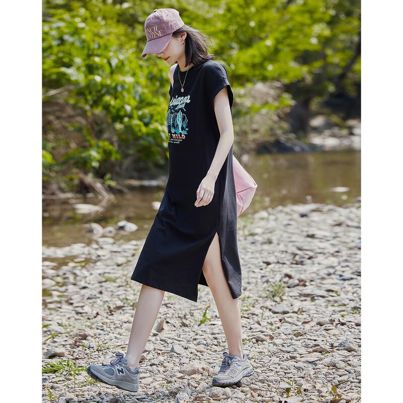 

Demana Women s Letter Print Sleeveless A-Line T-Shirt Dress L