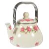 1 Liter Vintage Enamel Teapot with Japanese Design Convenient Brewing Elegant Flower Pattern Insulated Stovetop for Camping