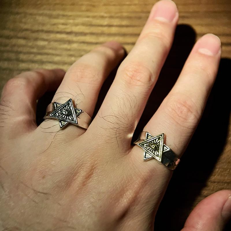 Retro Eye of Providence Ring For Men Golden Zinc Alloy Color Punk Gothic Adjustable Open Ring Unisex Zircon Accessories Trendy Gift