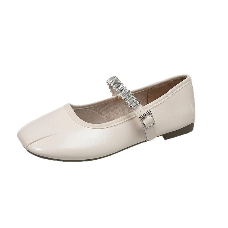 French Ballet Style Flat-soled Single Shoes Women's 2025 Summer and Autumn New Models with Skirts, Evening Shoes, Rhinestone Mary Jane Small Leat