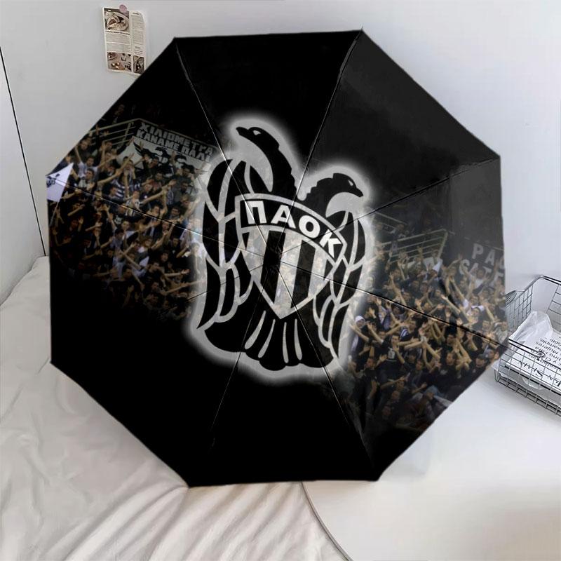 PAOK, automatic folding umbrella, portable and foldable design, 8 ribs, a Christmas or birthday gift.