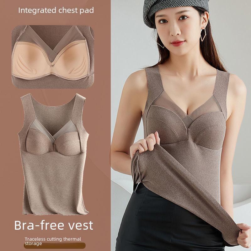 Women's Warm Velvet Vest with Chest Pad - Winter Tops Large Sizes