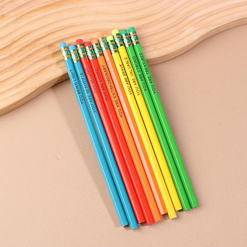 10 Stück Affirmations-Bleistiftset Personalisiert Inspirierend Kompliment Bunte Bleistifte mit Inspirierenden Sprüchen für Kunststudenten