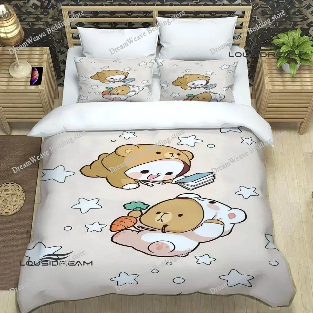 Cute Cartoon Bear Printed Bedding Sets Exquisite Bed Supplies Set Duvet Cover Bed Comforter Set Bedding Set Luxury Birthday Gift