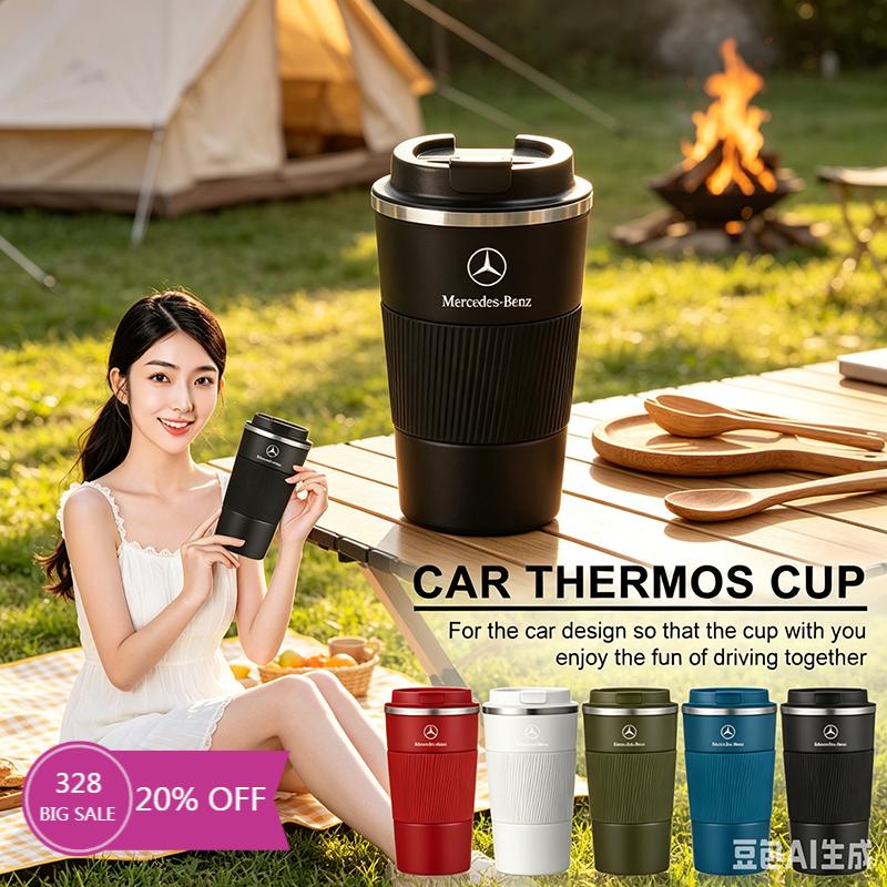 Cafe Coffee Mug VW Logo Thermo Car Thermos Mug Travel Thermo Cup Parts Stickers For Mercedes-Benz C320 CL55 CL600 CL65 C240 C280 cc1