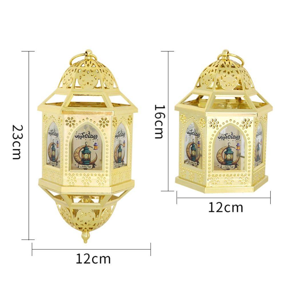 Bronze LED Lantern Light Plastic Eid Mubarak Light Creative Ramadan Decoration Muslim Islamic