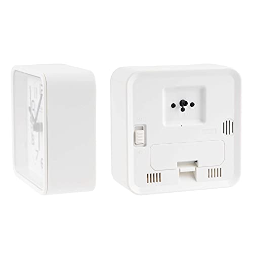 Casio Alarm Clock, Radio-Controlled, White, Analog, Nighttime Stop Second Hand, Snooze Function, and Light, TQ-770J-7JF