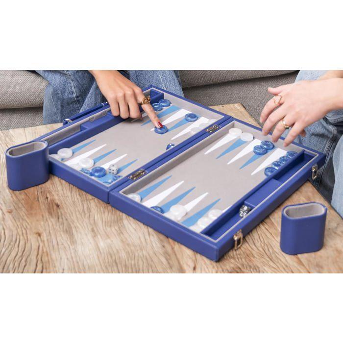 Backgammon de luxe 15", 38 cm - matériaux de Haute qualité - dés et jetons nacrés