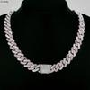 Necklace+Bracelet Cuban Link Chain Hip Hop Men Necklace 14mm Iced Out Paris Chain 2 Row Rhinestone Paved Miami Rhombus Cuban