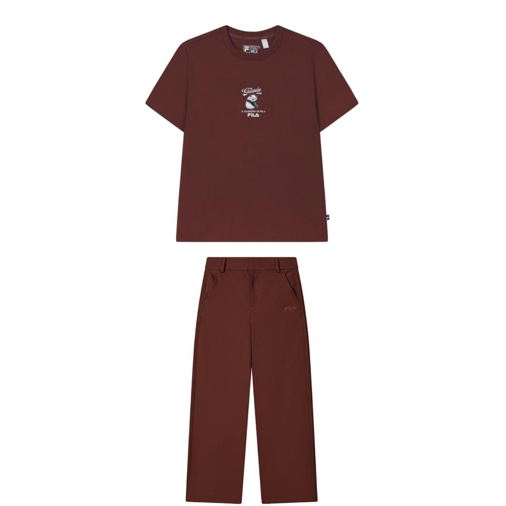 

Fila Пуловер Heritage с вязаным узором в виде букв, футболка с коротким рукавом, модный простой комплект кэжуал с длинными брюками, женские комплекты F11W538113F-BN+F11W538806F-BN S