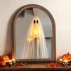 Halloween Arch Frame Ghost Mirror LED Glowing USB Powered Dual Mode Spooky Wall Table Decoration Display