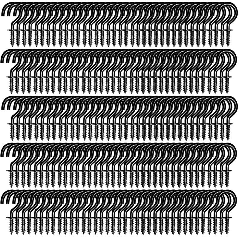 

300/10Pcs Mini Screw Hook Multifunctional Wall MountIron Screw-in Hanging Plants Holder Ceiling Hooks Cabinet Keys Cup Hanger Black-10PCS