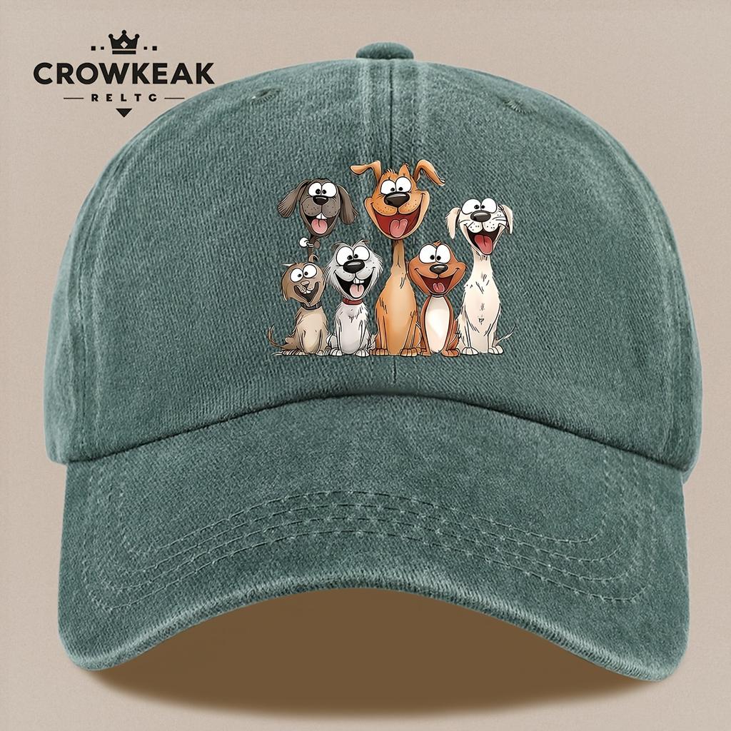 pc Cheerful Cartoon Dog Family Design Printed Casual Baseball Cap Lightweight Comfortable And Breathable Adjustable Size fo