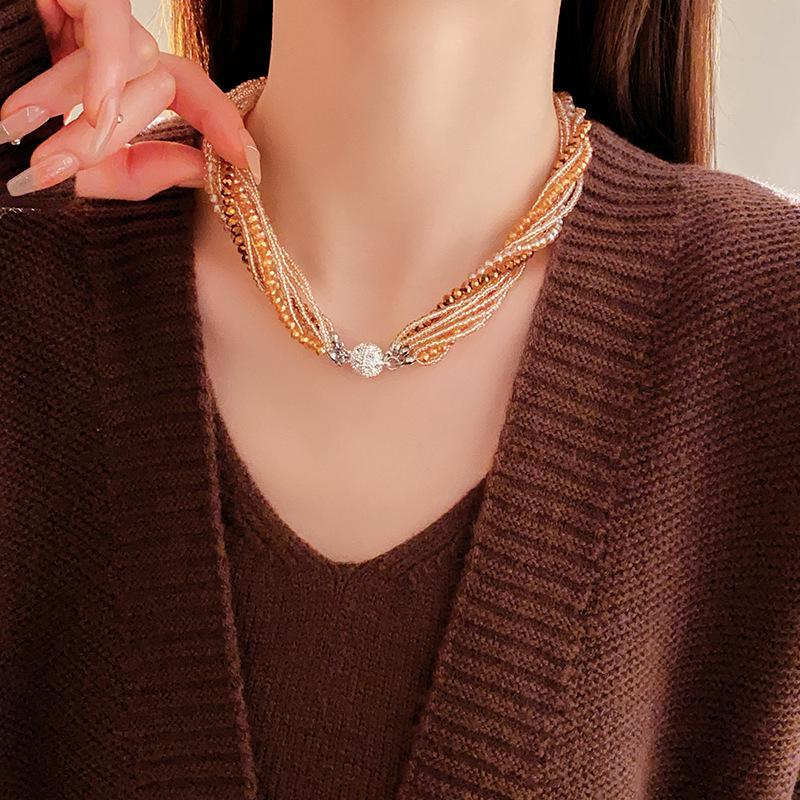 Korean Diamond-Studded Crystal Multi-Layer Wrap-Around Bracelet - Light Luxury Exquisite Bangle with a High-End Elegant Touch.