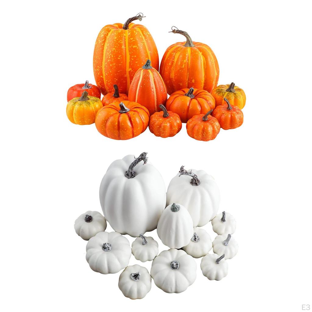 Artificial Pumpkin Assortment, Set of 12 Pieces for Fall And Halloween Decor