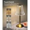 Modern LED Crystal Table Lamp with Touch Control - Tri-Tone Lighting, Wrought Iron Base, Rechargeable Battery