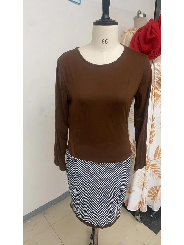 2022 European & American Autumn/Winter Slim Houndstooth Patchwork Dress
