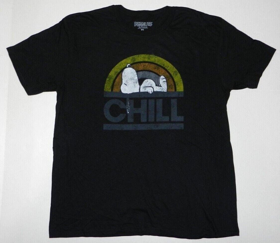26 Peanuts Snoopy Movie Chill Character Graphics Black Tee Shirt New Unisex T-Shirt XXL